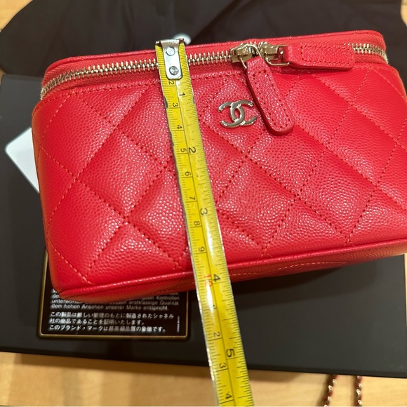 Chanel classic mini vanity with chain. Bright red color, caviar leather - Picture 9 of 14